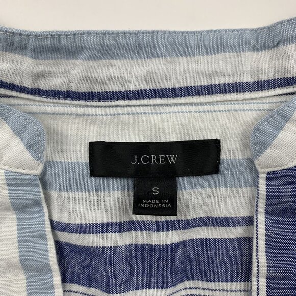 J.Crew Blue Striped Linen Blend Split Neck Tunic Shirt Dress S - Picture 4 of 8